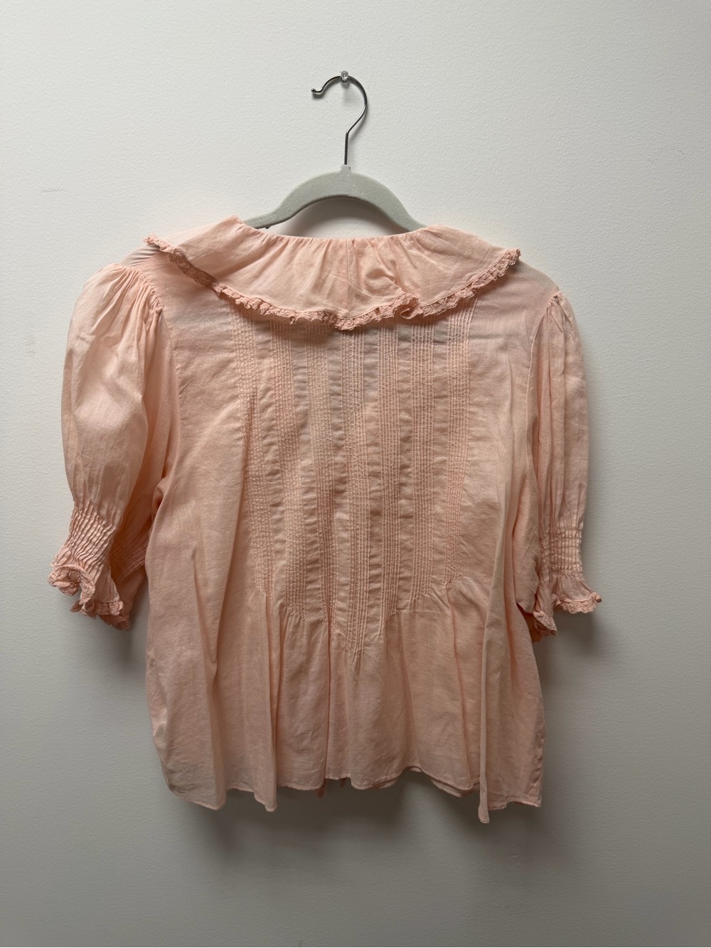 Doen Blush Peach Ruffle-Front Short Sleeve Blouse - Picture 3 of 3